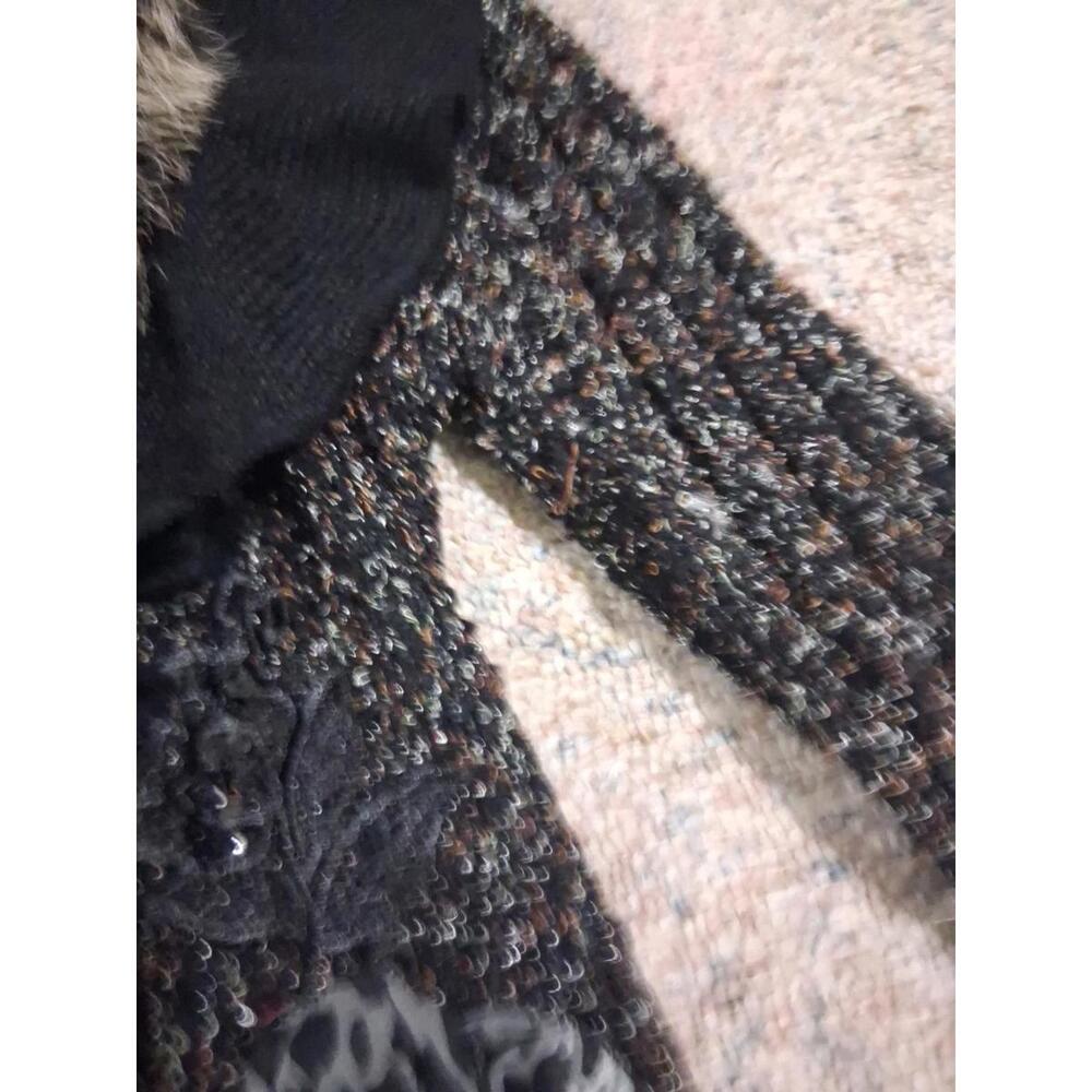 Forla Paris Cardigan Fur  Whimsical Leopard Print Seqin Floral M - Picture 7 of 14